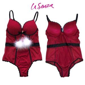 NWOT La Senza Red Lace Christmas Lingerie Size S
